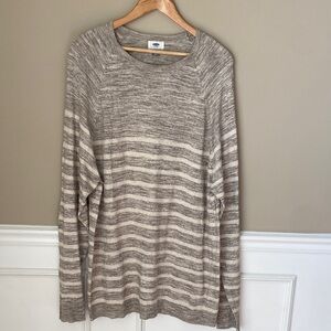 Men’s Gray Striped Long Sleeve Sweater- XXL